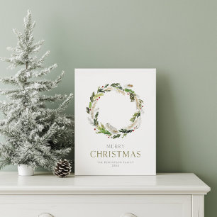 Carte de Noël minimaliste avec couronne verte