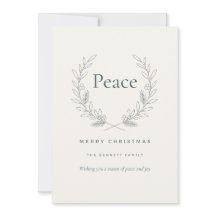 Carte de Noël minimaliste Couronne d'olive de Paix