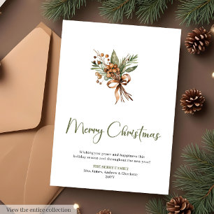 Carte de Noël minimaliste en terre cuite de sauge 