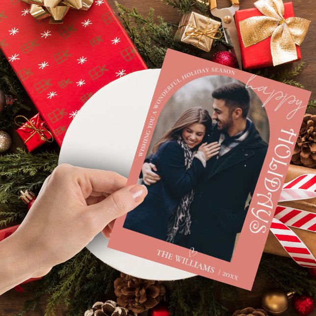 Carte de Noël minimaliste mite multi photo Joyeux (Minimalist Cute Multi Photo Merry Christmas Card)