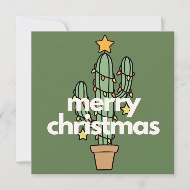 Carte de Noël minimaliste moderne Merry Cactus (Devant)