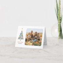 Carte de Noël minime aux arbres de Noël colorés