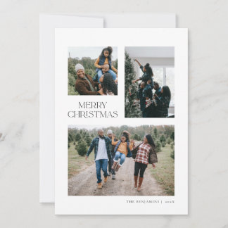 Carte de Noël moderne 3 photo en blanc