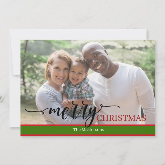 Carte de Noël moderne à calligraphie avec une phot (Devant)