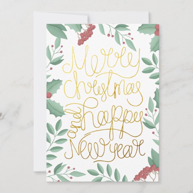 Carte de Noël moderne à l'aquarelle avec écriture  (Devant)