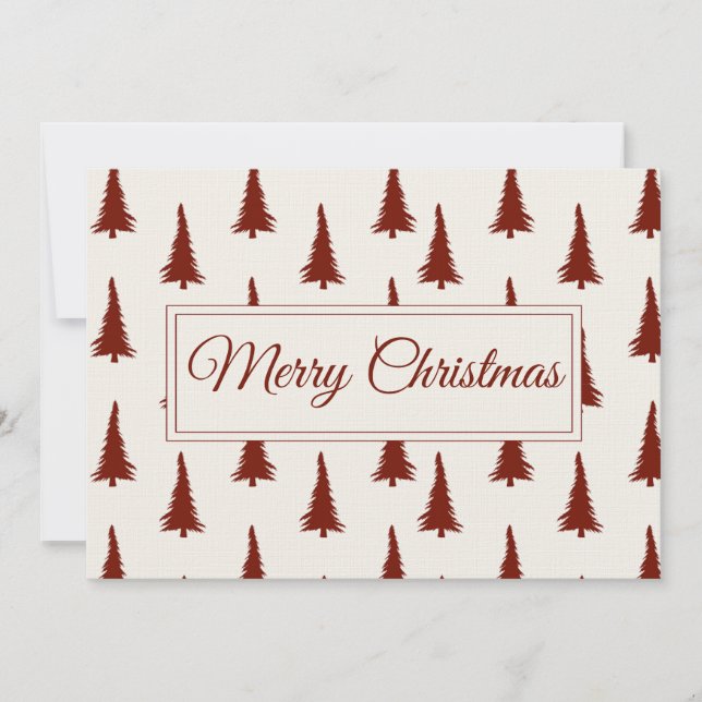 Carte de Noël Moderne Arbres de pin rouges (Devant)