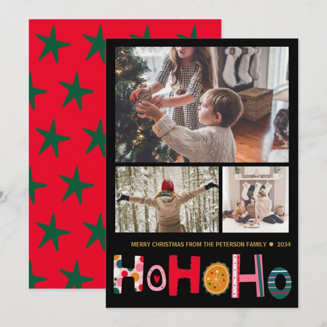 Carte de Noël moderne avec 3 photos (Devant / Derrière)