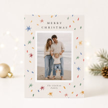 Carte de Noël moderne avec confettis en photo
