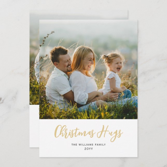 Carte de Noël moderne avec deux photos et des câli (Devant / Derrière)