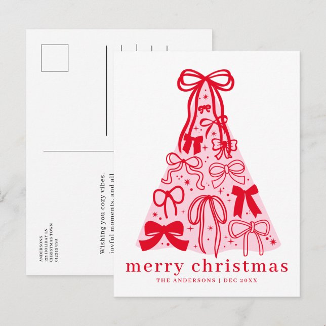 Carte de Noël moderne avec nœud coquette (Devant / Derrière)
