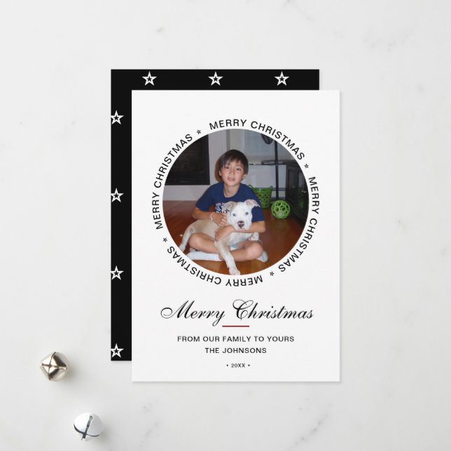 Carte de Noël Moderne avec Photo (Devant/Arrière en situation)