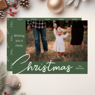 Carte de Noël moderne avec photo de famille et arb