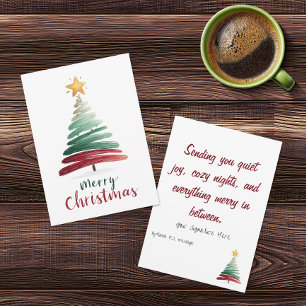 Carte de Noël moderne avec sapin à coup de pinceau