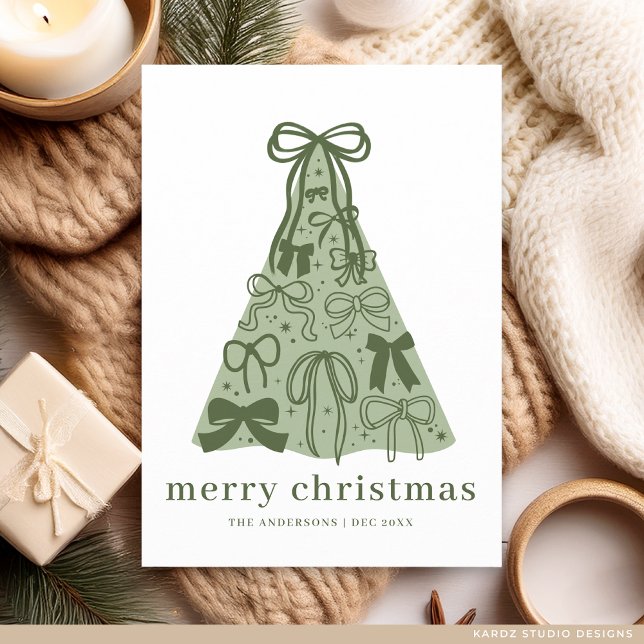 Carte de Noël Moderne avec Sapin et Ruban Vert (Christmas card is shown in 5 x 7 inches, square corners. Choose size, paper, and corner style.
)