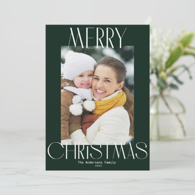 carte de Noël moderne avec texte joyeux Noël (Debout devant)