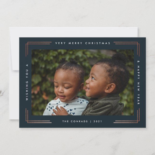 Carte de Noël moderne avec une photo pour souhaite (Devant)