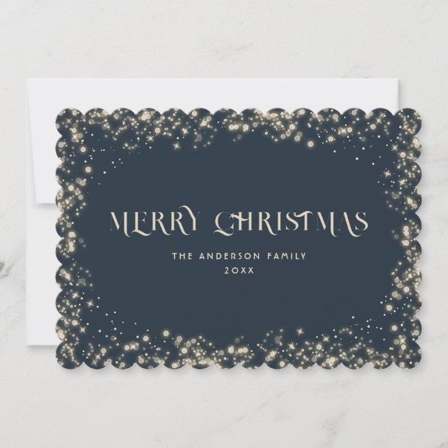 Carte de Noël moderne Blue Sparkly Snowy (Devant)