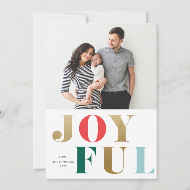 Carte de Noël Moderne de Type Joyeux Photo (Devant)