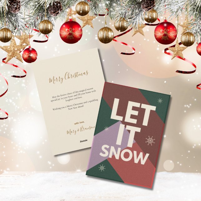 Carte de Noël Moderne Écriture Let it Snow Sans Ph (Modern Let it Snow Christmas Card)