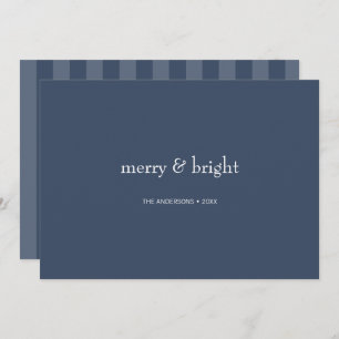 Carte de Noël moderne Merry & Bright Navy