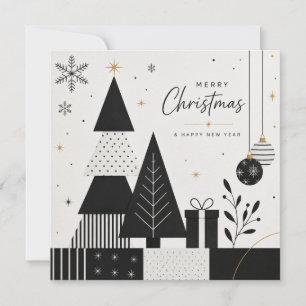 Carte de Noël moderne noir et blanc