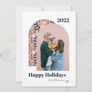 Carte de Noël moderne personnalisée avec photo ros