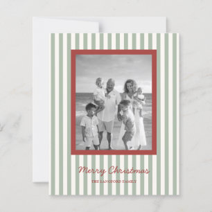Carte de Noël Moderne Photo à Rayures Simples