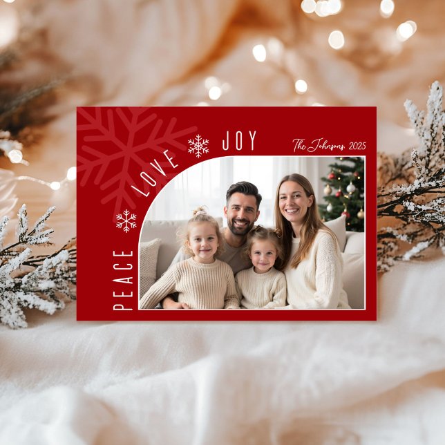 Carte de Noël Moderne Photo Rouge  (Créateur téléchargé)