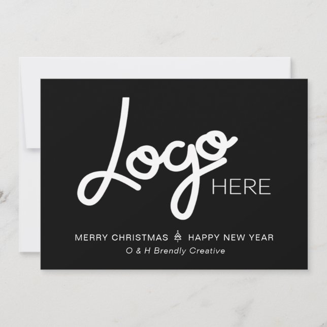 Carte de Noël moderne pour entreprise avec logo/ph (Devant)
