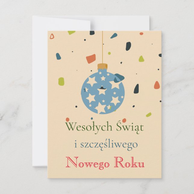 Carte de Noël Moderne pour Entreprises Wesołych Św (Devant)