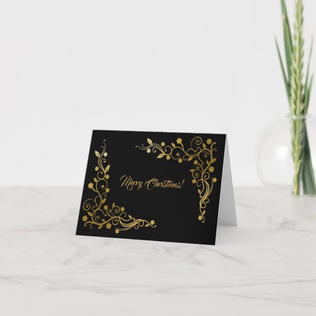 Carte de Noël moderne professionnelle noire et or (Devant)