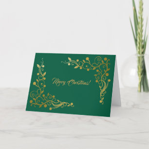 Carte de Noël moderne professionnelle verte et or