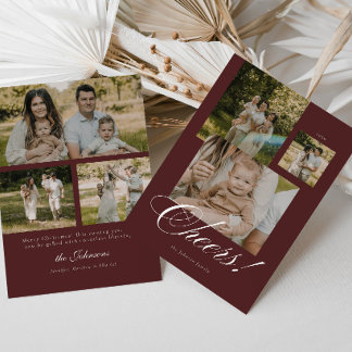 Carte de Noël Moderne Script Cheers 6 Photos