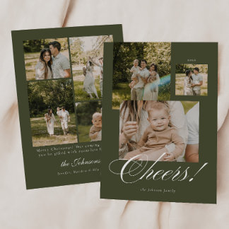 Carte de Noël Moderne Script Cheers 7 Photos