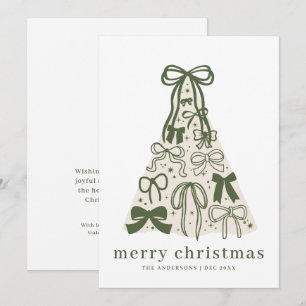Carte de Noël Moderne Vert Sauge Ruban