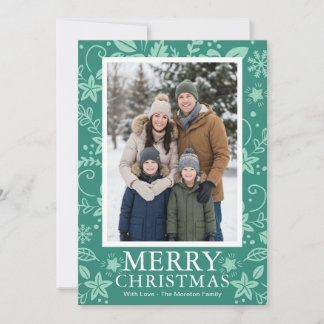 Carte de Noël moderne verte menthe avec photo