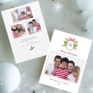 Carte de Noël Monogramme avec photos multiples