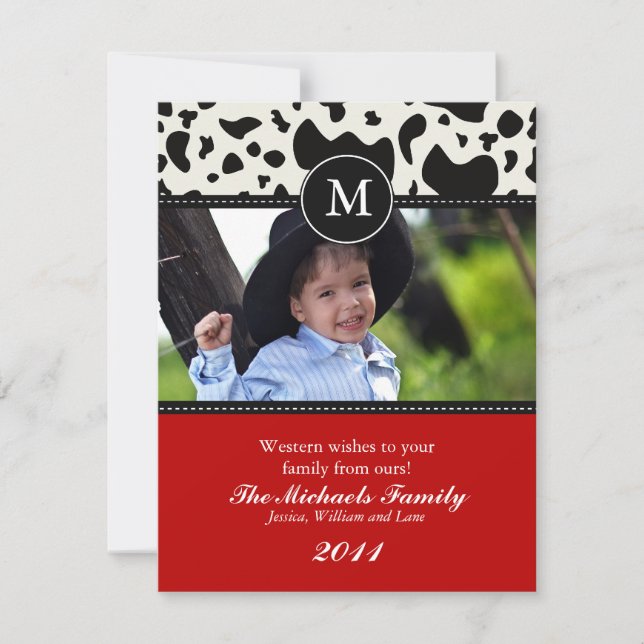 Carte de Noël Monogramme Western Wings (Devant)