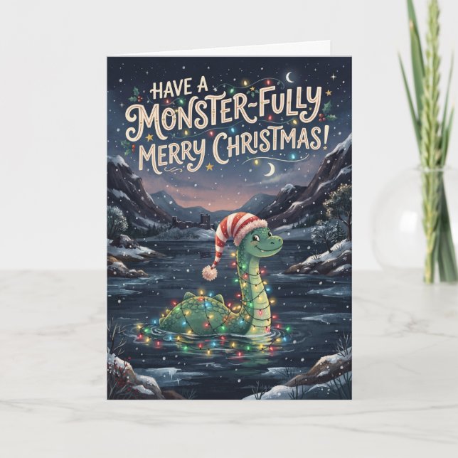 Carte de Noël Monsterfully Merry Nessie (Devant)