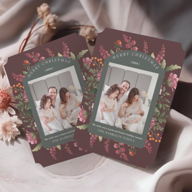 Carte de Noël Moody Winter Floral (Créateur téléchargé)