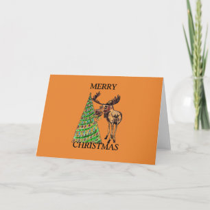 CARTE DE NOËL - MOOSE MANGER ARBRE DE NOËL