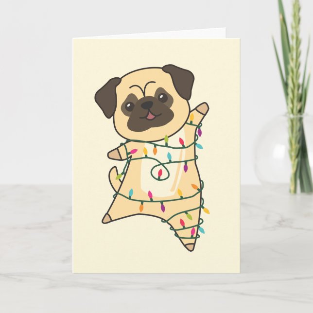 Carte de Noël Mops Neige Animaux Chiens Hiver (Devant)