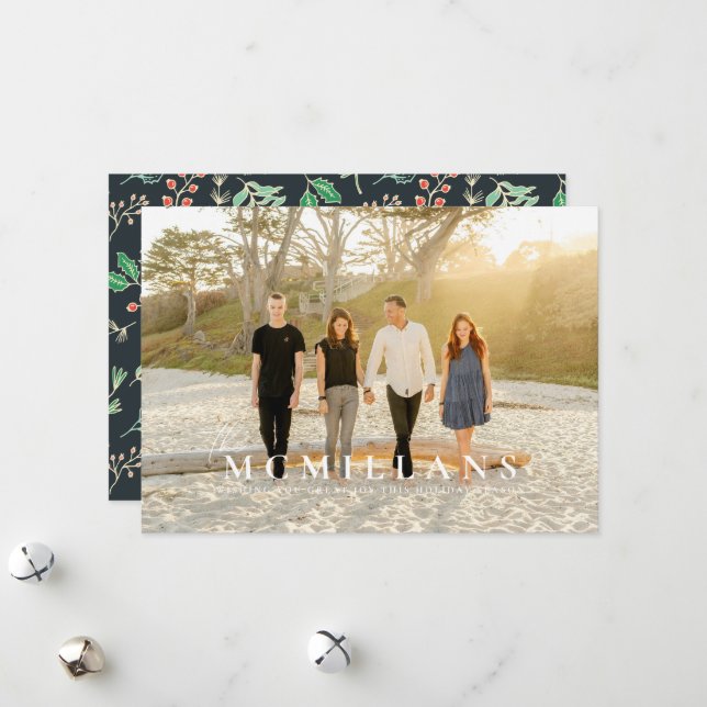 Carte de Noël Motif de vacances stylé (Devant/Arrière en situation)
