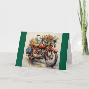 Carte de Noël moto pliée