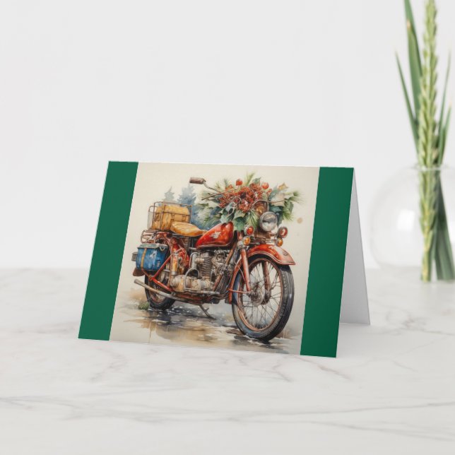 Carte de Noël moto pliée (Devant)