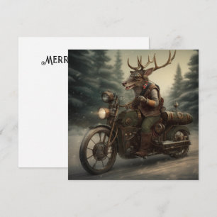 Carte de Noël moto rennes Steampunk