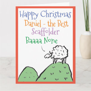 Carte de Noël mouton pour un échafaudage avec Joye