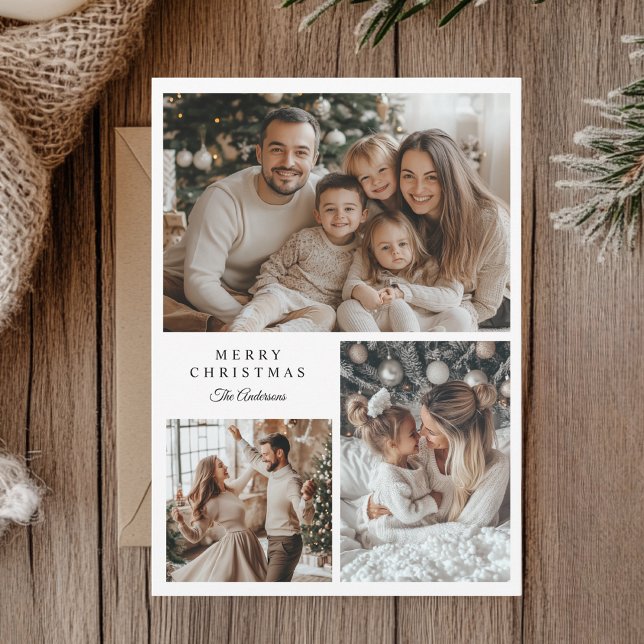 Carte de Noël Multi Photo | Famille élégante (Créateur téléchargé)