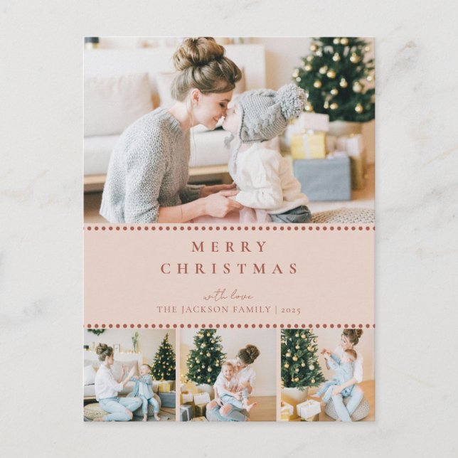 Carte de Noël multi-photo Modern Blush (Devant)