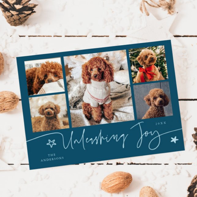 Carte de Noël multi-photos chien sarcelle Libérant (Créateur téléchargé)